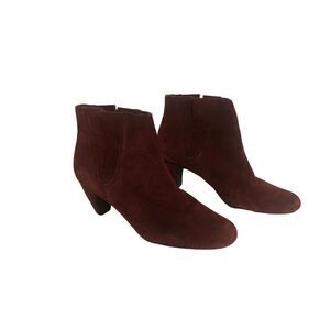 Ann Taylor Loft Suede Maroon Leather Upper Ankle Boots Size 9